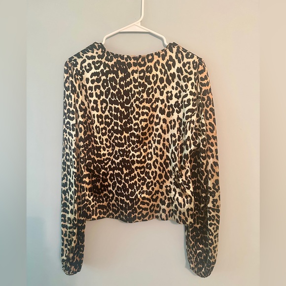 GANNI Silk - Blend Animal Print Button Blouse - Size 40 (US 10) - Picture 3 of 14